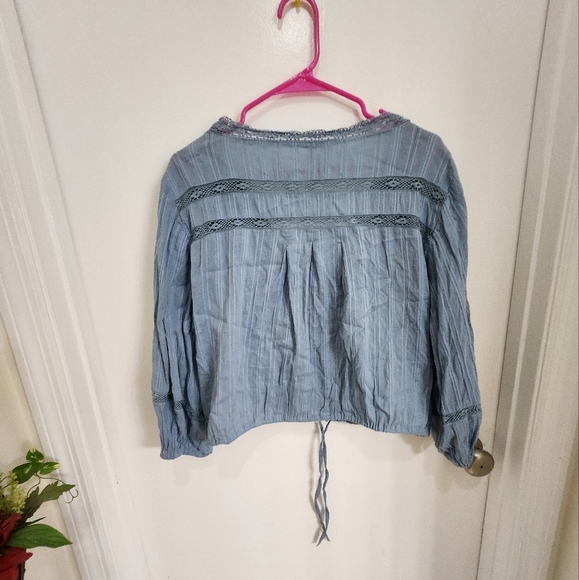 Free people follow your heart peasant blouse crop top sz large embroidery - Picture 3 of 12